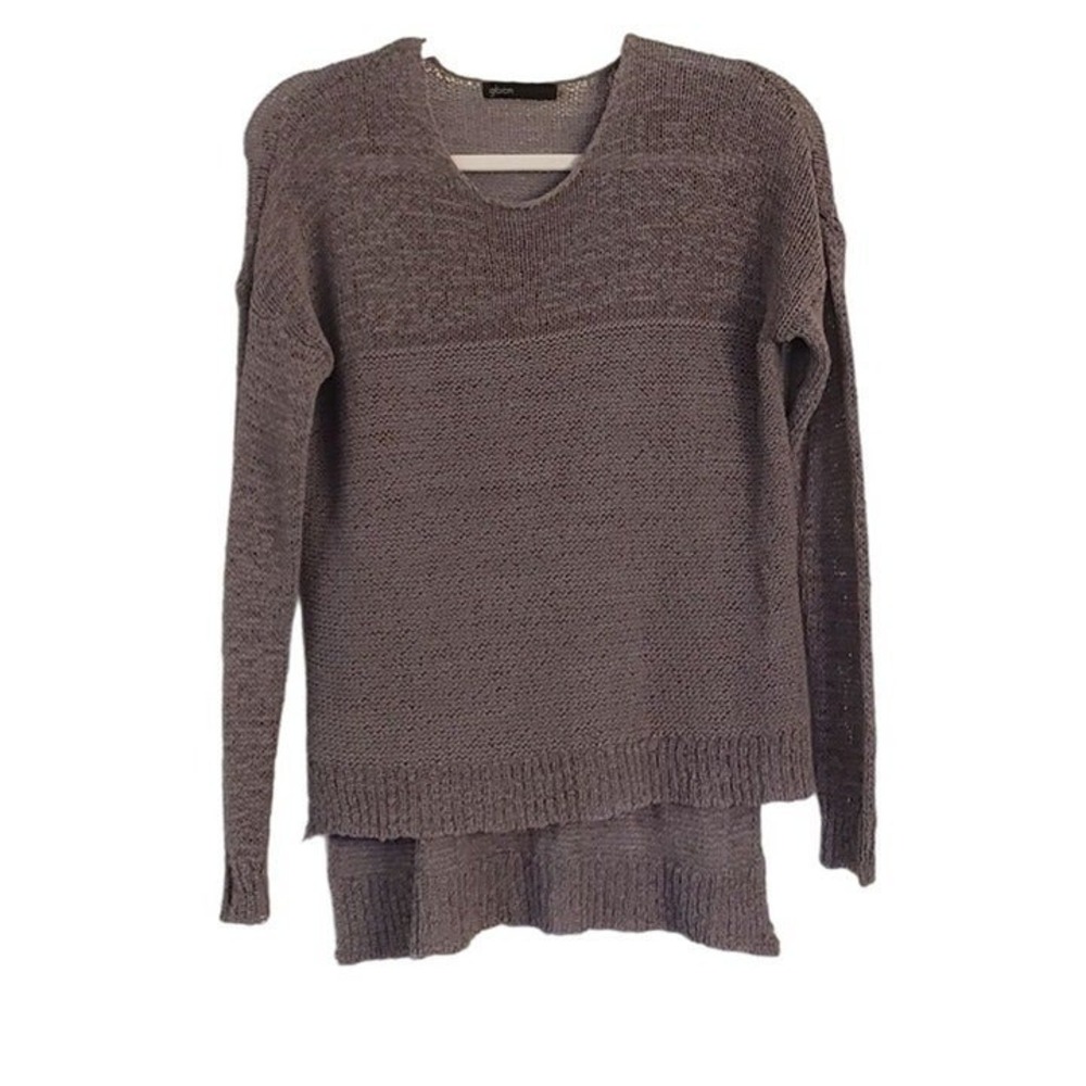 GIBSON OPEN KNIT SWEATER SIZE‎ MEDIUM GRAY HI LO LONG SLEEVE DROP SHOULDER
